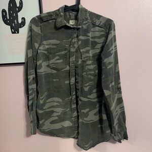 express | camo button down